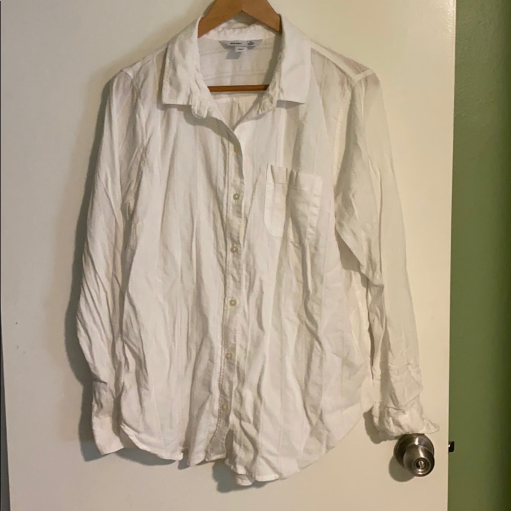 Old Navy Women’s Textured Dobby-Stripe Shirt White